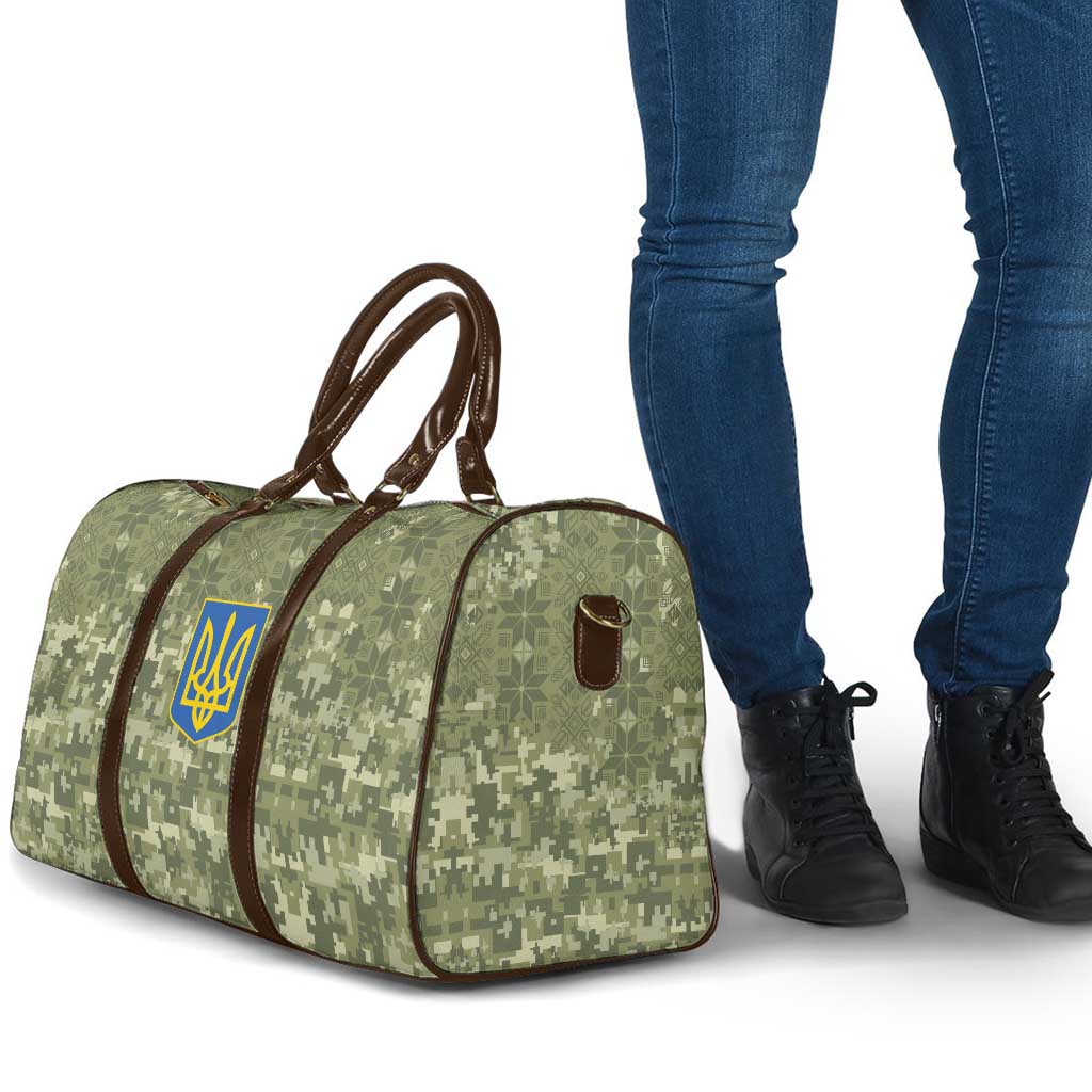 Ukraine Military Vyshyvanka Pattern Travel Bag Tryzub Emblem Tactical Style - Wonder Print Shop