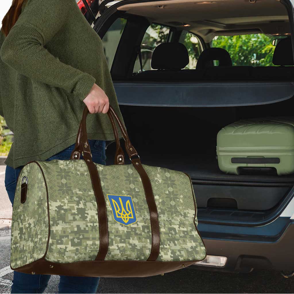 Ukraine Military Vyshyvanka Pattern Travel Bag Tryzub Emblem Tactical Style - Wonder Print Shop