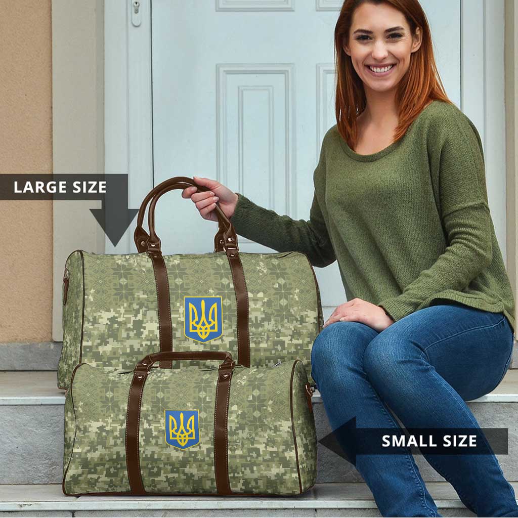 Ukraine Military Vyshyvanka Pattern Travel Bag Tryzub Emblem Tactical Style - Wonder Print Shop