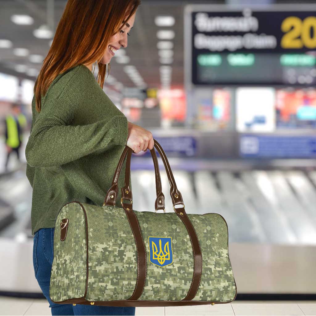 Ukraine Military Vyshyvanka Pattern Travel Bag Tryzub Emblem Tactical Style - Wonder Print Shop