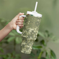 Ukraine Military Vyshyvanka Pattern Tumbler With Handle Tryzub Emblem Tactical Style - Wonder Print Shop