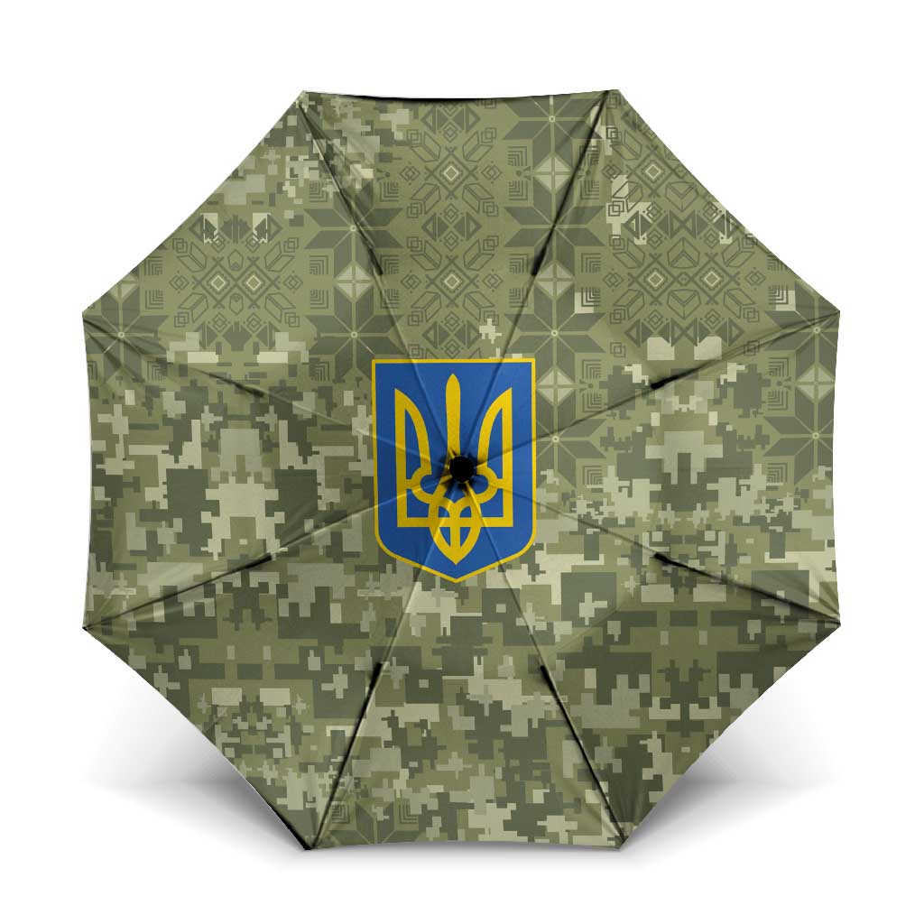 Ukraine Military Vyshyvanka Pattern Umbrella Tryzub Emblem Tactical Style - Wonder Print Shop
