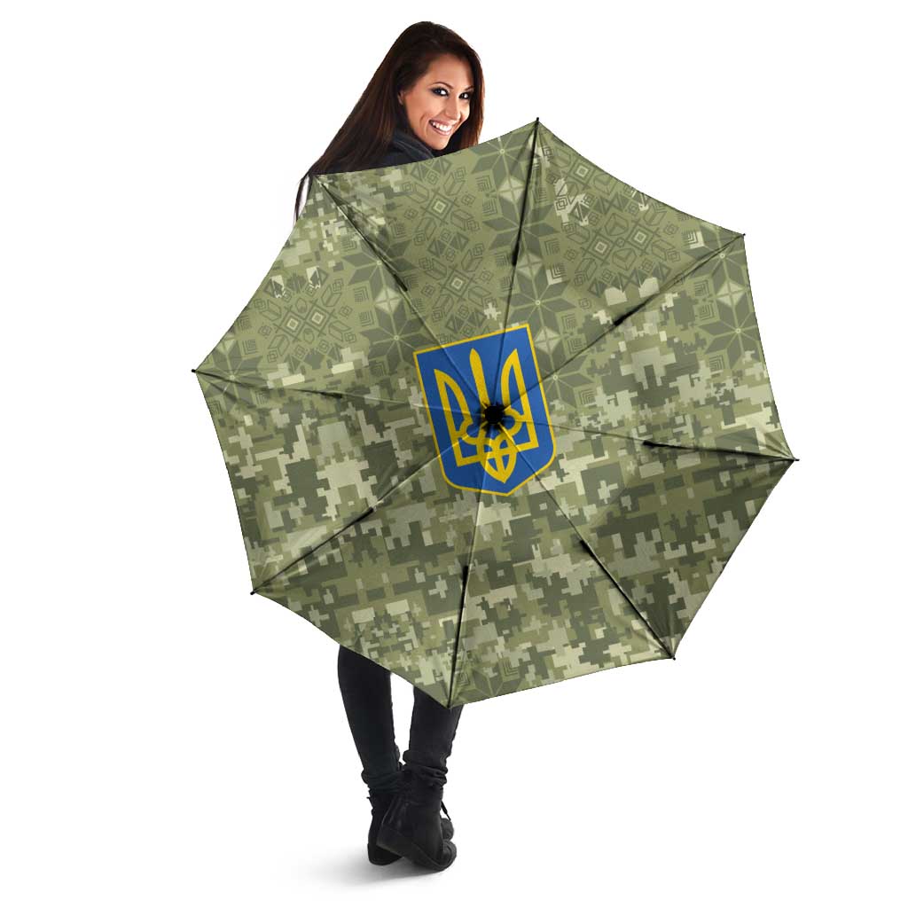 Ukraine Military Vyshyvanka Pattern Umbrella Tryzub Emblem Tactical Style - Wonder Print Shop