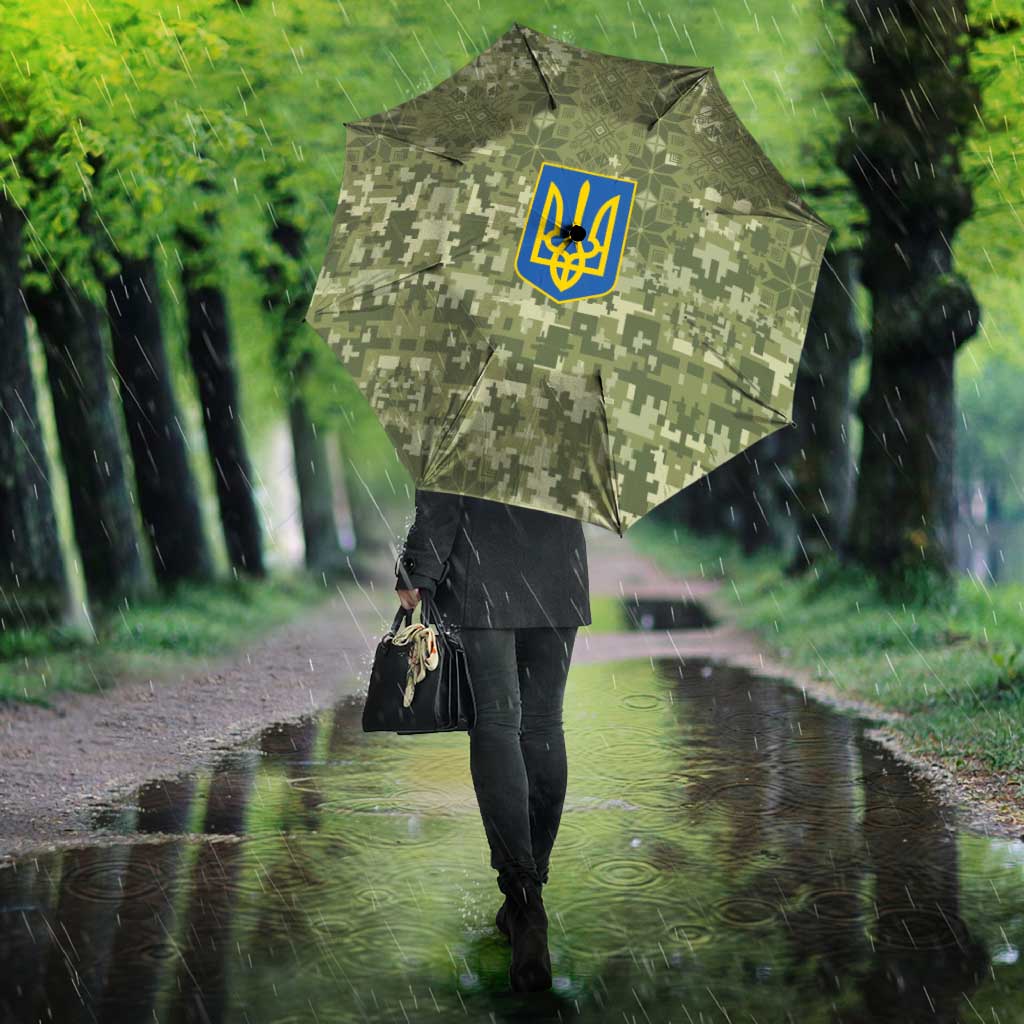 Ukraine Military Vyshyvanka Pattern Umbrella Tryzub Emblem Tactical Style - Wonder Print Shop