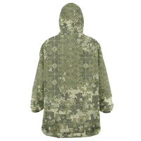 Ukraine Military Vyshyvanka Pattern Wearable Blanket Hoodie Tryzub Emblem Tactical Style - Wonder Print Shop