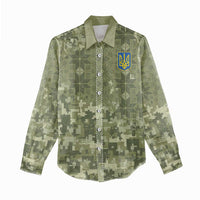 Ukraine Military Vyshyvanka Pattern Women Casual Shirt Tryzub Emblem Tactical Style - Wonder Print Shop
