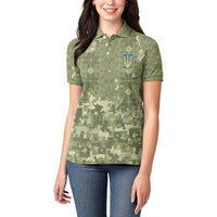 Ukraine Military Vyshyvanka Pattern Women Polo Shirt Tryzub Emblem Tactical Style - Wonder Print Shop