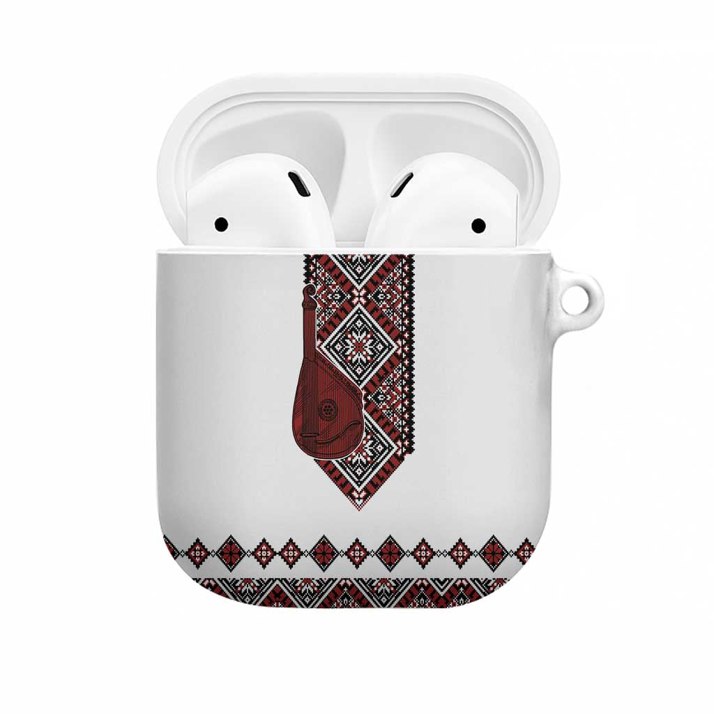 Ukraine Bandura Vyshyvanka Pattern AirPods Case Ukrainian Heritage Folk White Version - Wonder Print Shop