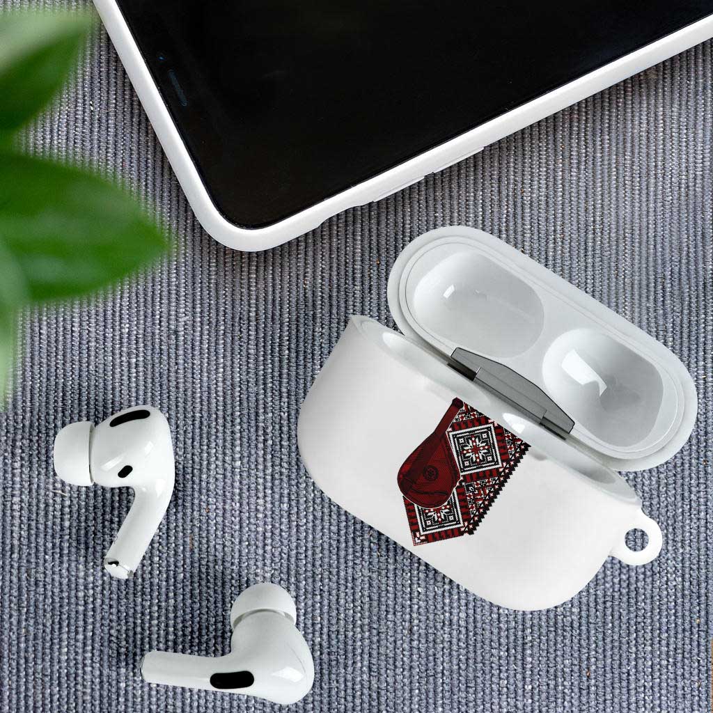 Ukraine Bandura Vyshyvanka Pattern AirPods Case Ukrainian Heritage Folk White Version - Wonder Print Shop