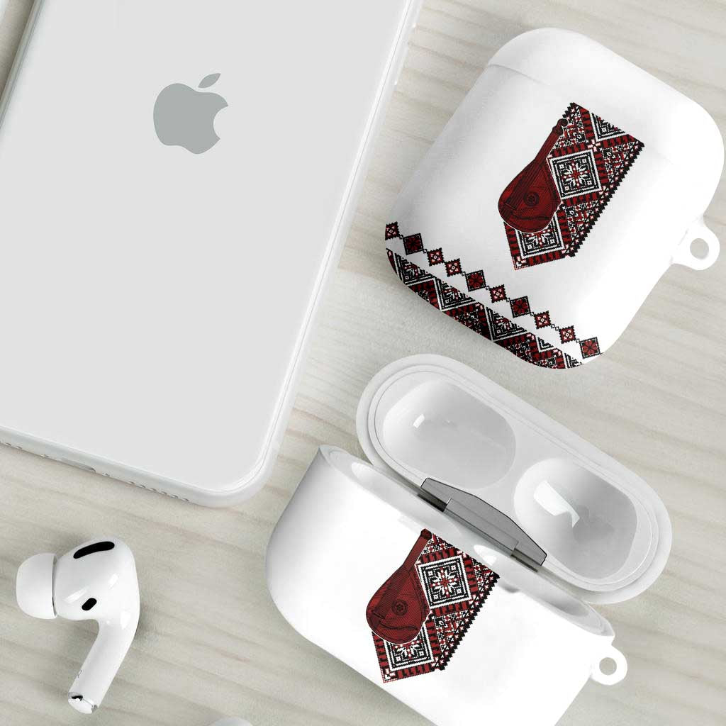 Ukraine Bandura Vyshyvanka Pattern AirPods Case Ukrainian Heritage Folk White Version - Wonder Print Shop