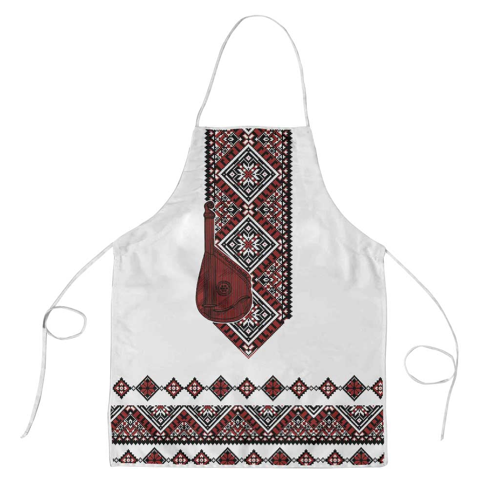 Ukraine Bandura Vyshyvanka Pattern Apron Ukrainian Heritage Folk White Version - Wonder Print Shop