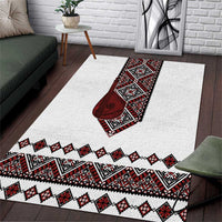 Ukraine Bandura Vyshyvanka Pattern Area Rug Ukrainian Heritage Folk White Version - Wonder Print Shop