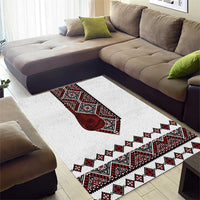 Ukraine Bandura Vyshyvanka Pattern Area Rug Ukrainian Heritage Folk White Version - Wonder Print Shop