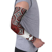 Ukraine Bandura Vyshyvanka Pattern Arm Sleeves Ukrainian Heritage Folk White Version - Wonder Print Shop