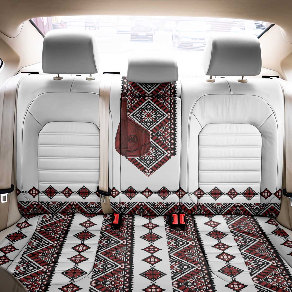 Ukraine Bandura Vyshyvanka Pattern Back Car Seat Cover Ukrainian Heritage Folk White Version - Wonder Print Shop