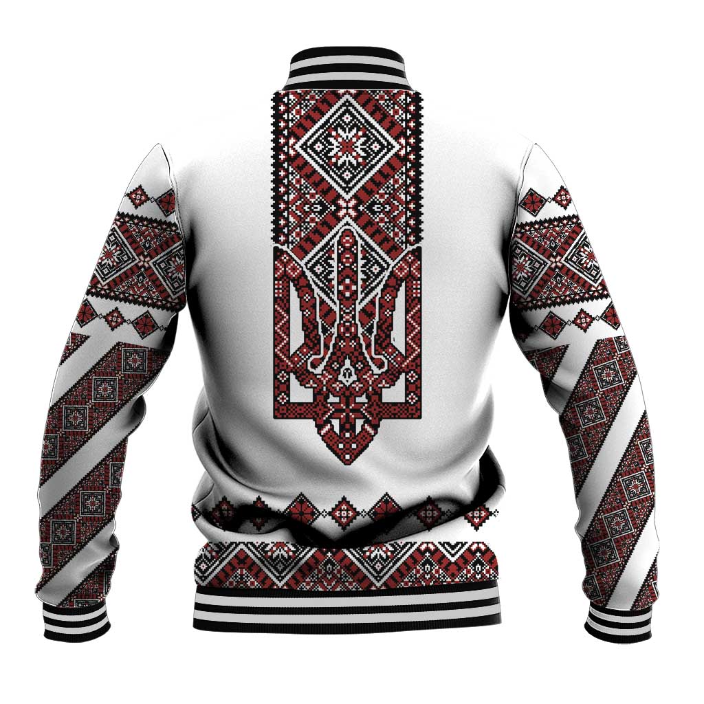 Ukraine Bandura Vyshyvanka Pattern Baseball Jacket Ukrainian Heritage Folk White Version - Wonder Print Shop