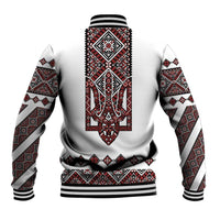 Ukraine Bandura Vyshyvanka Pattern Baseball Jacket Ukrainian Heritage Folk White Version - Wonder Print Shop