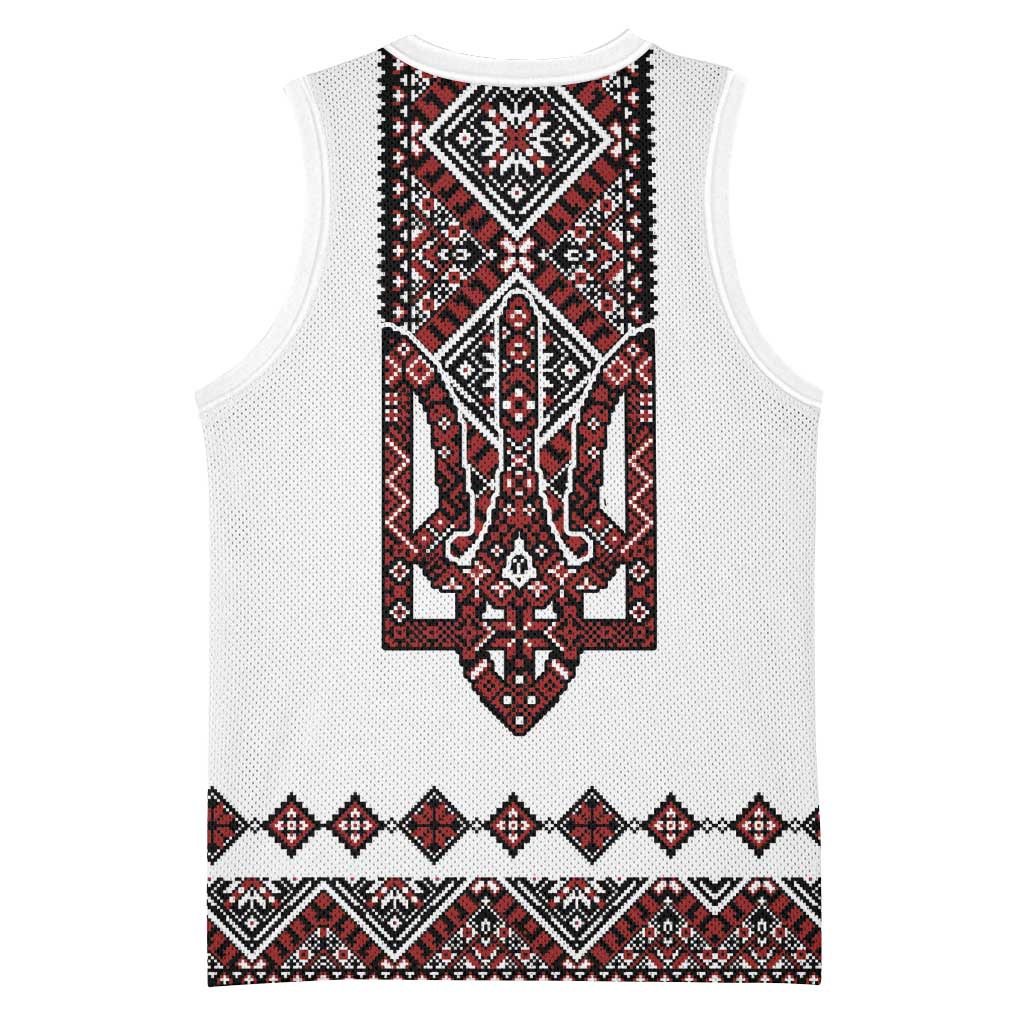 Ukraine Bandura Vyshyvanka Pattern Basketball Jersey Ukrainian Heritage Folk White Version - Wonder Print Shop