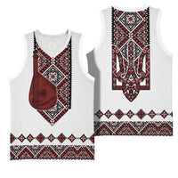 Ukraine Bandura Vyshyvanka Pattern Basketball Jersey Ukrainian Heritage Folk White Version - Wonder Print Shop