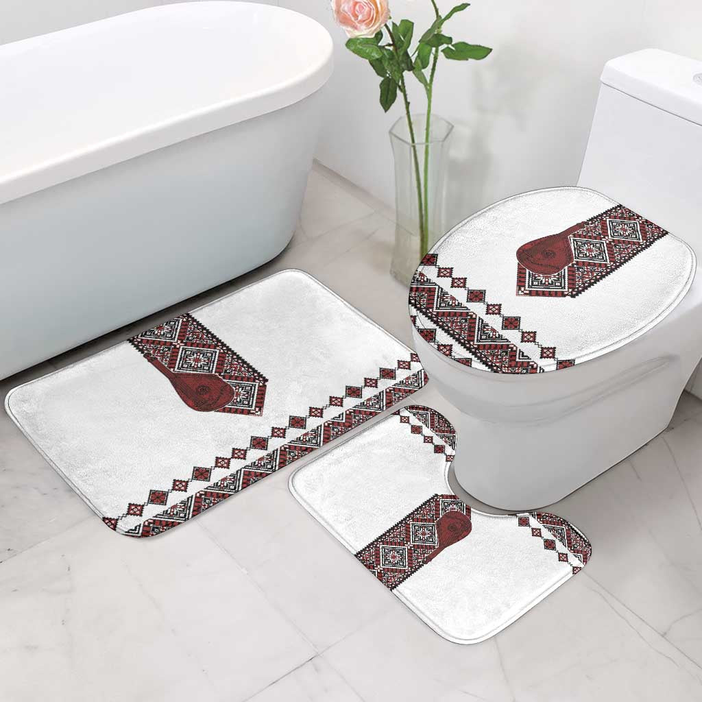 Ukraine Bandura Vyshyvanka Pattern Bathroom Set Ukrainian Heritage Folk White Version - Wonder Print Shop