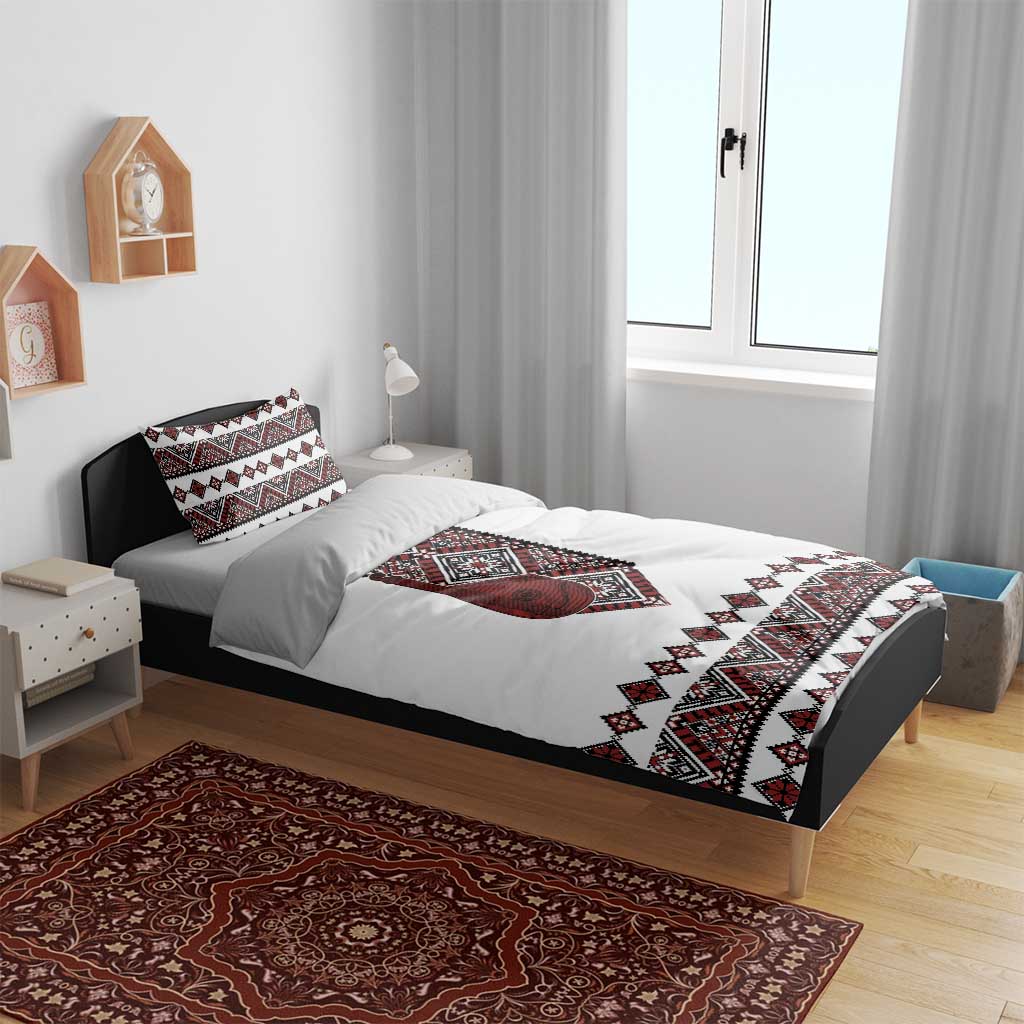 Ukraine Bandura Vyshyvanka Pattern Bedding Set Ukrainian Heritage Folk White Version - Wonder Print Shop