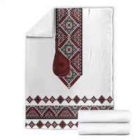Ukraine Bandura Vyshyvanka Pattern Blanket Ukrainian Heritage Folk White Version - Wonder Print Shop