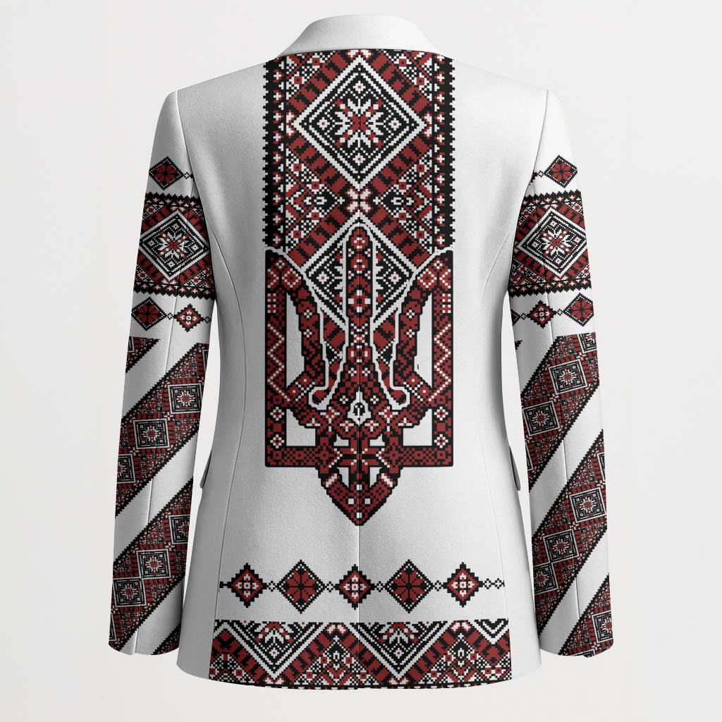 Ukraine Bandura Vyshyvanka Pattern Blazer Ukrainian Heritage Folk White Version - Wonder Print Shop