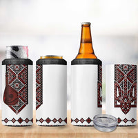 Ukraine Bandura Vyshyvanka Pattern 4 in 1 Can Cooler Tumbler Ukrainian Heritage Folk White Version - Wonder Print Shop