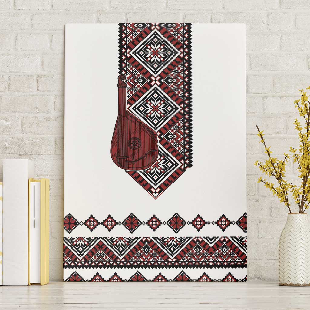 Ukraine Bandura Vyshyvanka Pattern Canvas Wall Art Ukrainian Heritage Folk White Version - Wonder Print Shop