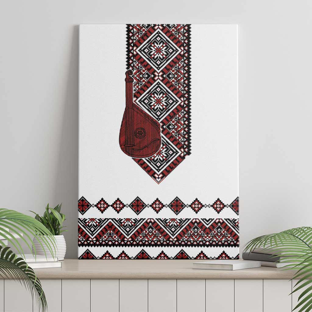 Ukraine Bandura Vyshyvanka Pattern Canvas Wall Art Ukrainian Heritage Folk White Version - Wonder Print Shop