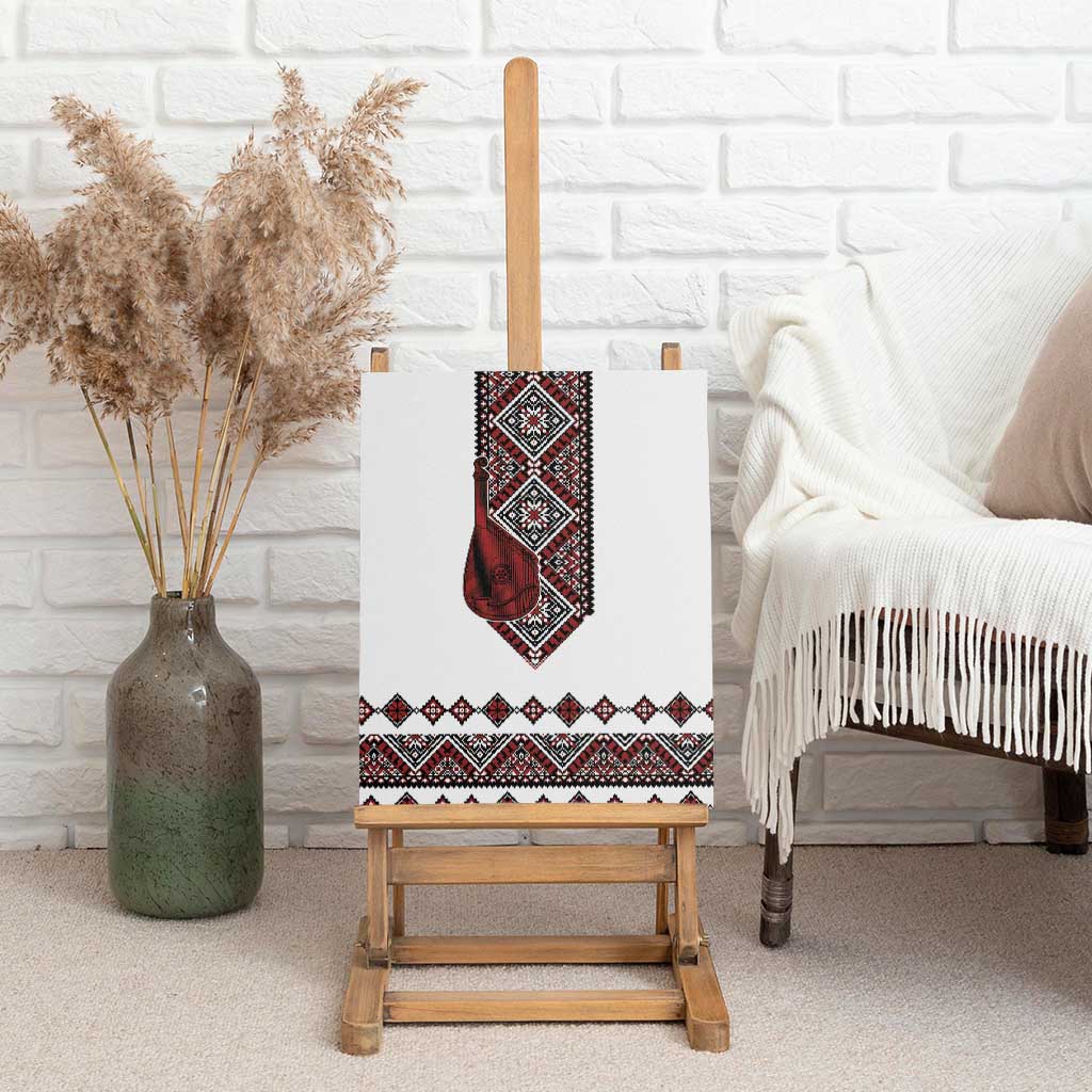 Ukraine Bandura Vyshyvanka Pattern Canvas Wall Art Ukrainian Heritage Folk White Version - Wonder Print Shop