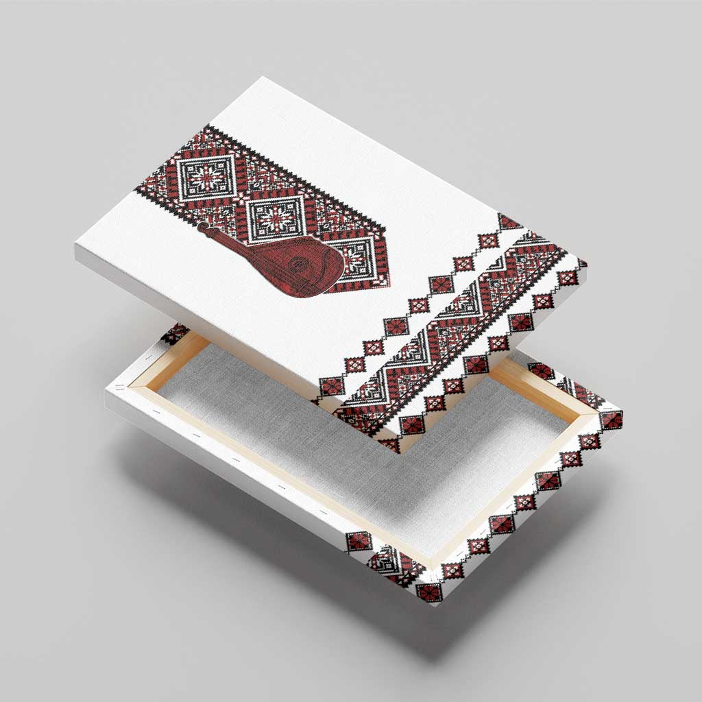 Ukraine Bandura Vyshyvanka Pattern Canvas Wall Art Ukrainian Heritage Folk White Version - Wonder Print Shop