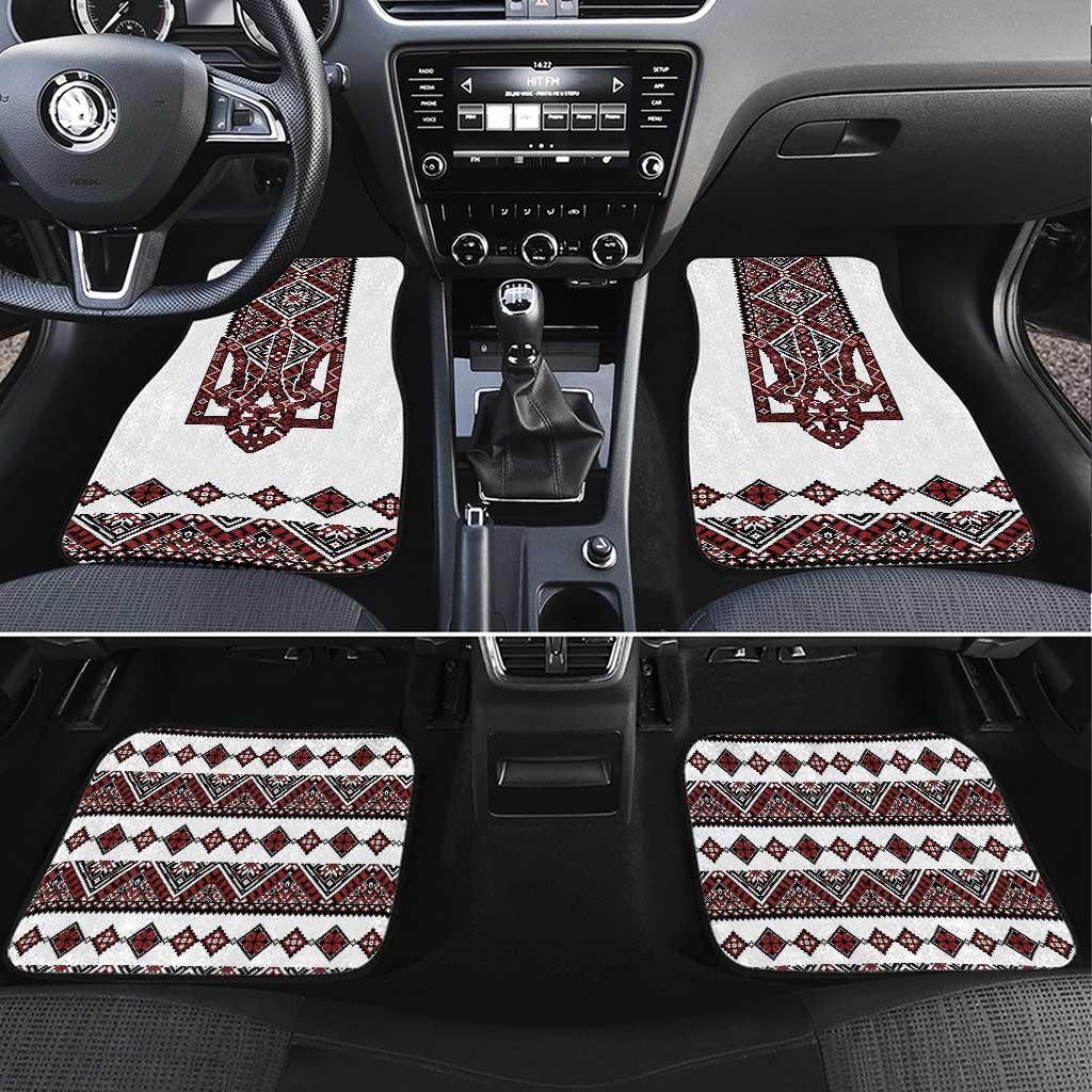 Ukraine Bandura Vyshyvanka Pattern Car Mats Ukrainian Heritage Folk White Version - Wonder Print Shop
