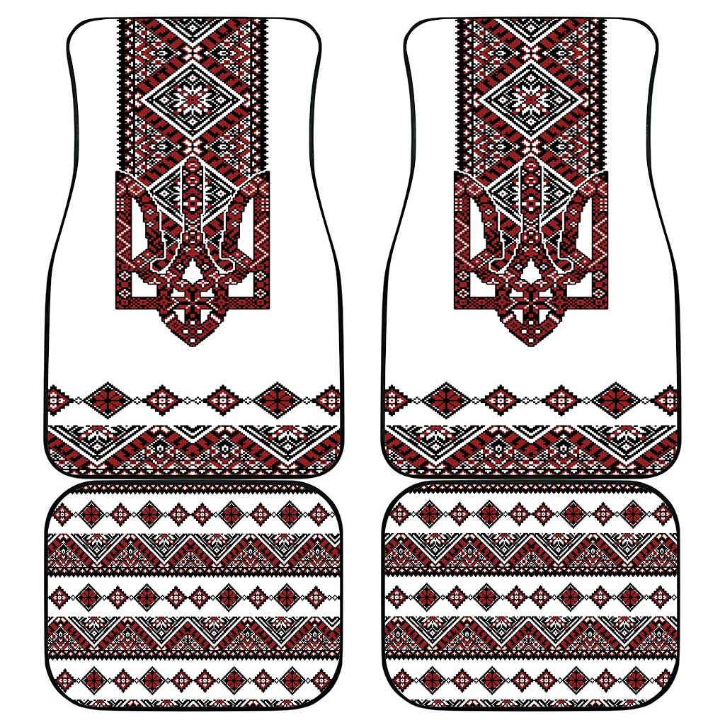 Ukraine Bandura Vyshyvanka Pattern Car Mats Ukrainian Heritage Folk White Version - Wonder Print Shop