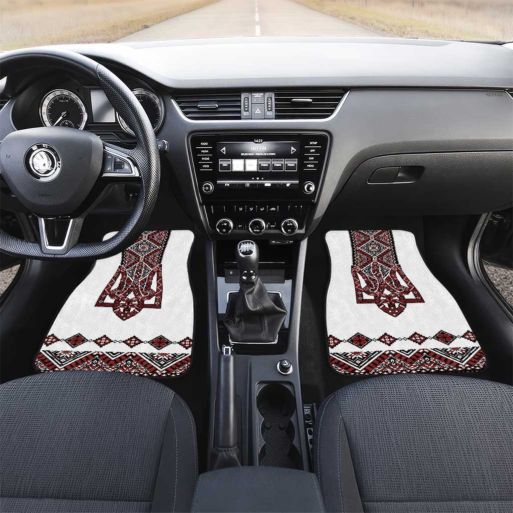Ukraine Bandura Vyshyvanka Pattern Car Mats Ukrainian Heritage Folk White Version - Wonder Print Shop