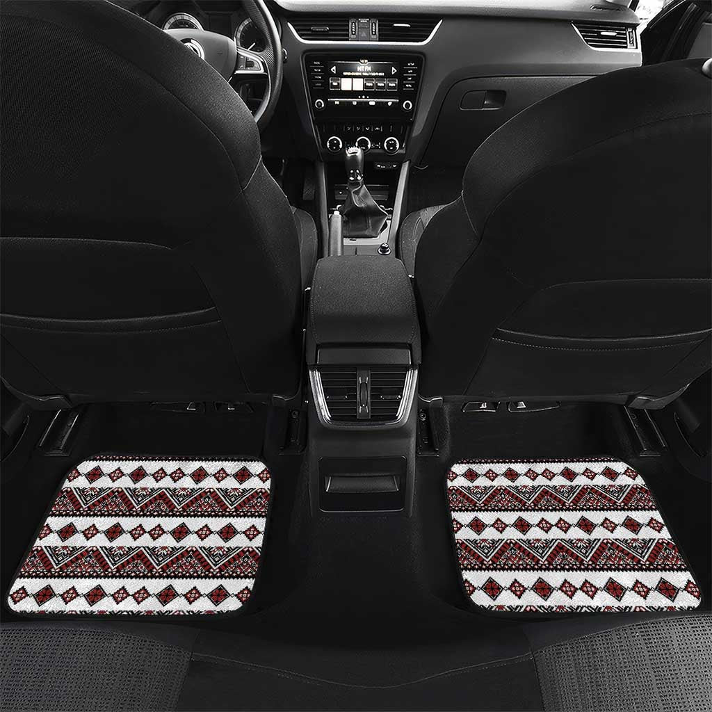 Ukraine Bandura Vyshyvanka Pattern Car Mats Ukrainian Heritage Folk White Version - Wonder Print Shop