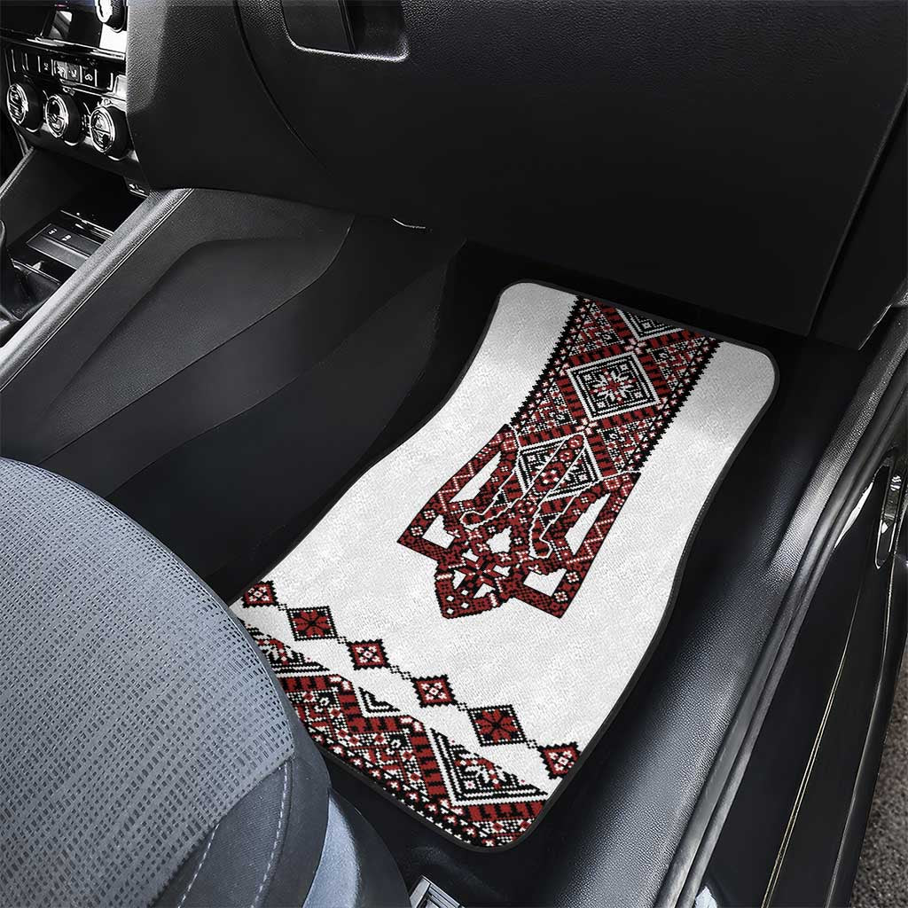 Ukraine Bandura Vyshyvanka Pattern Car Mats Ukrainian Heritage Folk White Version - Wonder Print Shop