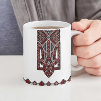 Ukraine Bandura Vyshyvanka Pattern Ceramic Mug Ukrainian Heritage Folk White Version - Wonder Print Shop