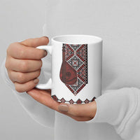 Ukraine Bandura Vyshyvanka Pattern Ceramic Mug Ukrainian Heritage Folk White Version - Wonder Print Shop