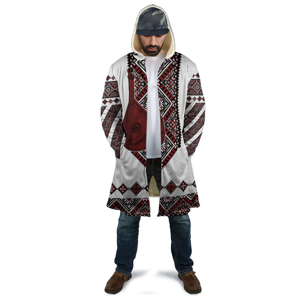 Ukraine Bandura Vyshyvanka Pattern Cloak Ukrainian Heritage Folk White Version - Wonder Print Shop