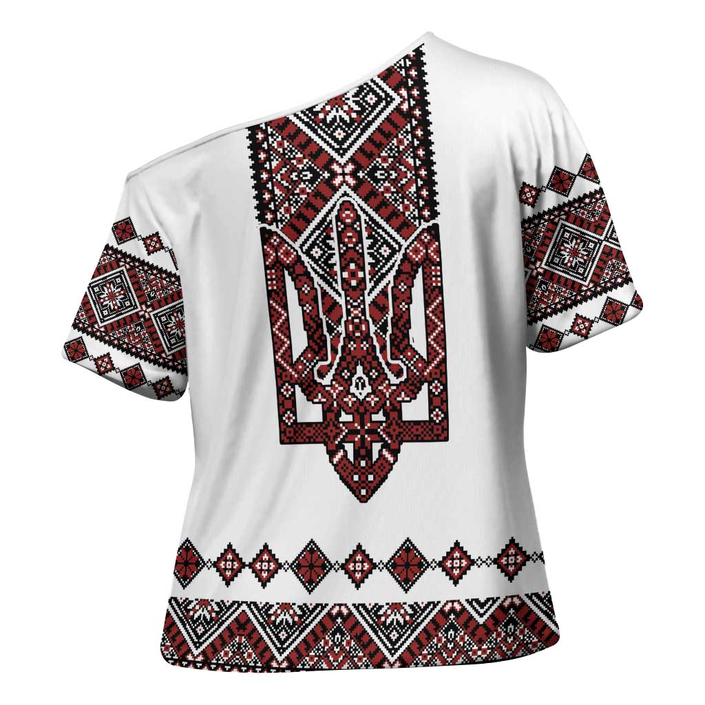 Ukraine Bandura Vyshyvanka Pattern Cross Shoulder Shirt Ukrainian Heritage Folk White Version - Wonder Print Shop