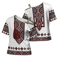 Ukraine Bandura Vyshyvanka Pattern Cross Shoulder Shirt Ukrainian Heritage Folk White Version - Wonder Print Shop
