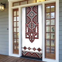 Ukraine Bandura Vyshyvanka Pattern Door Cover Ukrainian Heritage Folk White Version - Wonder Print Shop