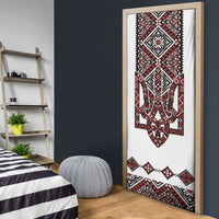 Ukraine Bandura Vyshyvanka Pattern Door Cover Ukrainian Heritage Folk White Version - Wonder Print Shop