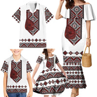 Ukraine Bandura Vyshyvanka Pattern Family Matching Mermaid Dress and Hawaiian Shirt Ukrainian Heritage Folk White Version
