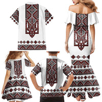 Ukraine Bandura Vyshyvanka Pattern Family Matching Mermaid Dress and Hawaiian Shirt Ukrainian Heritage Folk White Version