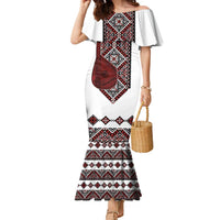 Ukraine Bandura Vyshyvanka Pattern Family Matching Mermaid Dress and Hawaiian Shirt Ukrainian Heritage Folk White Version