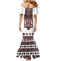 Ukraine Bandura Vyshyvanka Pattern Family Matching Mermaid Dress and Hawaiian Shirt Ukrainian Heritage Folk White Version