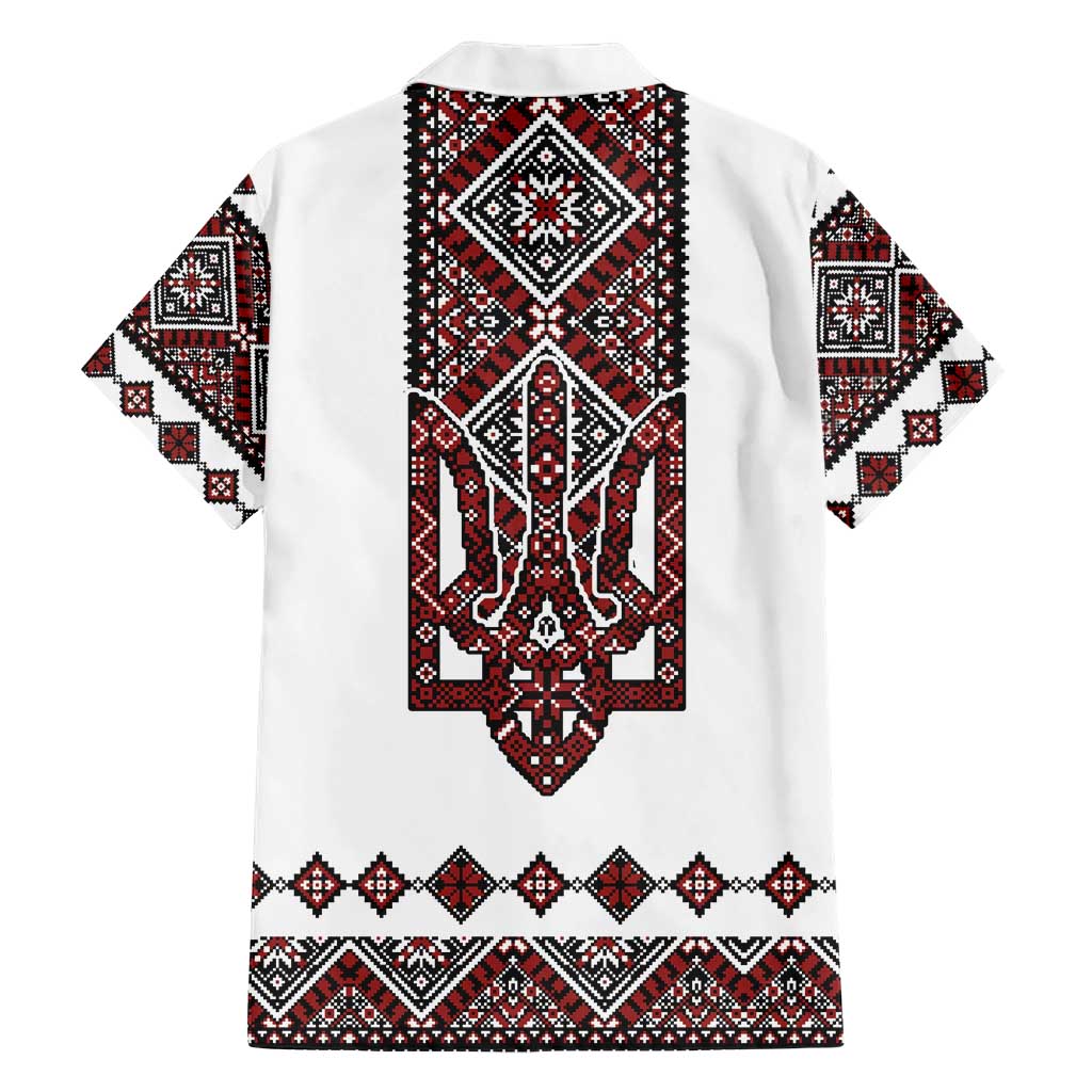 Ukraine Bandura Vyshyvanka Pattern Family Matching Off Shoulder Maxi Dress and Hawaiian Shirt Ukrainian Heritage Folk White Version