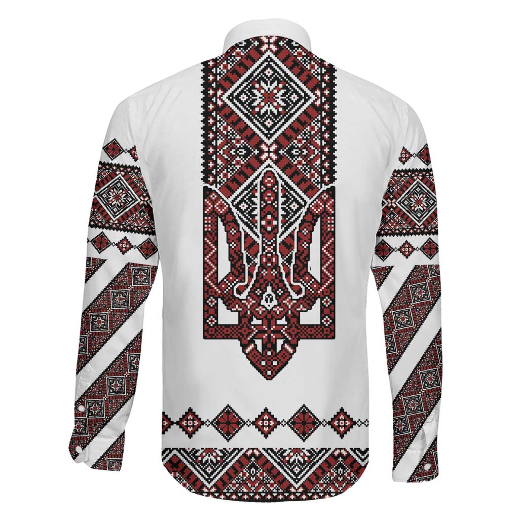 Ukraine Bandura Vyshyvanka Pattern Family Matching Off Shoulder Maxi Dress and Hawaiian Shirt Ukrainian Heritage Folk White Version
